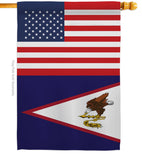 Samoa - American US Friendship - Nationality Flags of the World Vertical Impressions Decorative Flags HG140498 Made In USA