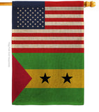 Sao Tome and Principe US Friendship - Nationality Flags of the World Vertical Impressions Decorative Flags HG140638 Made In USA