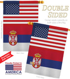 Serbia US Friendship - Nationality Flags of the World Vertical Impressions Decorative Flags HG140643 Made In USA