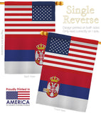 Serbia US Friendship - Nationality Flags of the World Vertical Impressions Decorative Flags HG140643 Made In USA