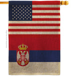 Serbia US Friendship - Nationality Flags of the World Vertical Impressions Decorative Flags HG140643 Made In USA