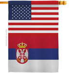 Serbia US Friendship - Nationality Flags of the World Vertical Impressions Decorative Flags HG140643 Made In USA