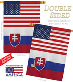 Slovakia US Friendship - Nationality Flags of the World Vertical Impressions Decorative Flags HG140647 Made In USA