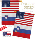 Slovenia US Friendship - Nationality Flags of the World Vertical Impressions Decorative Flags HG140648 Made In USA