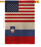 Slovenia US Friendship - Nationality Flags of the World Vertical Impressions Decorative Flags HG140648 Made In USA