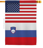 Slovenia US Friendship - Nationality Flags of the World Vertical Impressions Decorative Flags HG140648 Made In USA