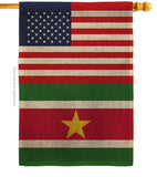 Suriname US Friendship - Nationality Flags of the World Vertical Impressions Decorative Flags HG140656 Made In USA