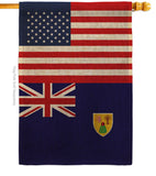 Turks & Caicos Island US Friendship - Nationality Flags of the World Vertical Impressions Decorative Flags HG140673 Made In USA