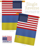 Ukraine US Friendship - Nationality Flags of the World Vertical Impressions Decorative Flags HG140676 Made In USA