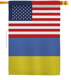 Ukraine US Friendship - Nationality Flags of the World Vertical Impressions Decorative Flags HG140676 Made In USA