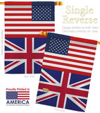 United Kingdom US Friendship - Nationality Flags of the World Vertical Impressions Decorative Flags HG140678 Made In USA