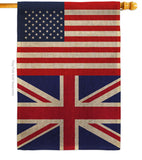 United Kingdom US Friendship - Nationality Flags of the World Vertical Impressions Decorative Flags HG140678 Made In USA