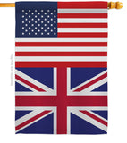 United Kingdom US Friendship - Nationality Flags of the World Vertical Impressions Decorative Flags HG140678 Made In USA