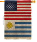 Uruguay US Friendship - Nationality Flags of the World Vertical Impressions Decorative Flags HG140680 Made In USA