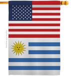 Uruguay US Friendship - Nationality Flags of the World Vertical Impressions Decorative Flags HG140680 Made In USA