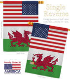 Wales US Friendship - Nationality Flags of the World Vertical Impressions Decorative Flags HG140691 Made In USA