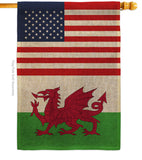 Wales US Friendship - Nationality Flags of the World Vertical Impressions Decorative Flags HG140691 Made In USA