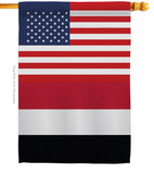 Yemen US Friendship - Nationality Flags of the World Vertical Impressions Decorative Flags HG140692 Made In USA