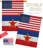 Yugoslavia US Friendship - Nationality Flags of the World Vertical Impressions Decorative Flags HG140693 Made In USA