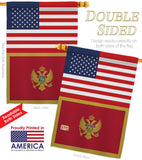 Montenegro US Friendship - Nationality Flags of the World Vertical Impressions Decorative Flags HG140697 Made In USA