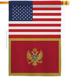 Montenegro US Friendship - Nationality Flags of the World Vertical Impressions Decorative Flags HG140697 Made In USA