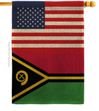 Vanuatu US Friendship - Nationality Flags of the World Vertical Impressions Decorative Flags HG140882 Made In USA