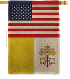 Vatican City US Friendship - Nationality Flags of the World Vertical Impressions Decorative Flags HG140883 Made In USA