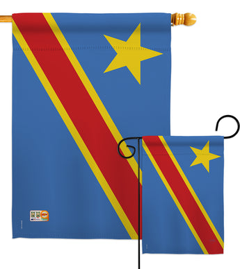 DR Congo - Nationality Flags of the World Vertical Impressions Decorative Flags HG108291 Made In USA