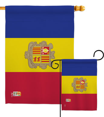 Andorra - Nationality Flags of the World Vertical Impressions Decorative Flags HG140006 Made In USA