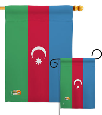 Azerbaijan - Nationality Flags of the World Vertical Impressions Decorative Flags HG140018 Made In USA