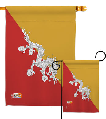 Bhutan - Nationality Flags of the World Vertical Impressions Decorative Flags HG140031 Made In USA