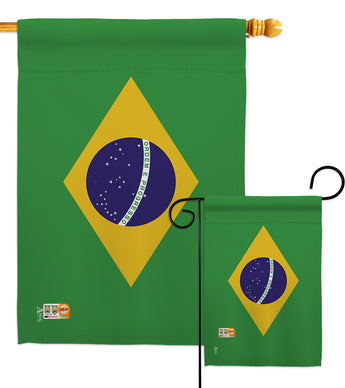 Brazil - Nationality Flags of the World Vertical Impressions Decorative Flags HG140037 Made In USA