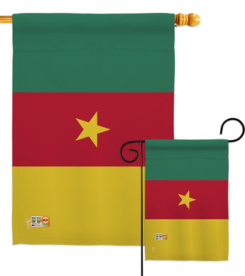 Cameroon - Nationality Flags of the World Vertical Impressions Decorative Flags HG140045 Made In USA