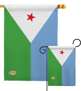 Djibouti - Nationality Flags of the World Vertical Impressions Decorative Flags HG140068 Made In USA