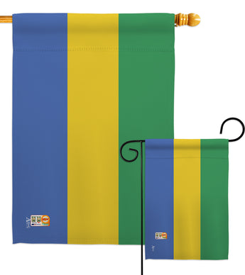 Gabon - Nationality Flags of the World Vertical Impressions Decorative Flags HG140087 Made In USA