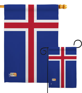 Iceland - Nationality Flags of the World Vertical Impressions Decorative Flags HG140107 Made In USA