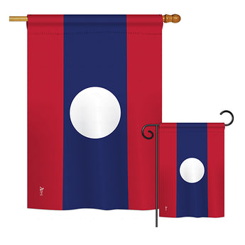 Laos - Nationality Flags of the World Vertical Impressions Decorative Flags HG140132 Printed In USA