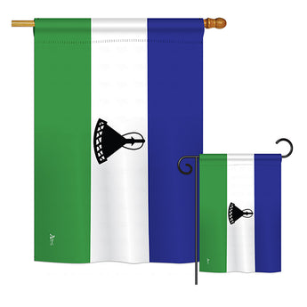 Lesotho - Nationality Flags of the World Vertical Impressions Decorative Flags HG140135 Printed In USA