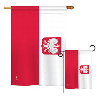 Poland w/Eagle - Nationality Flags of the World Vertical Impressions Decorative Flags HG140190 Printed In USA