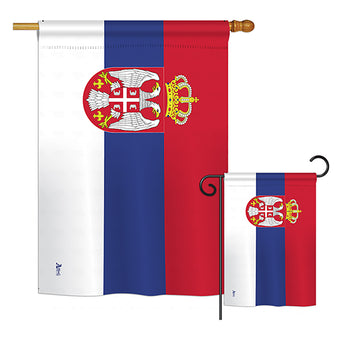 Serbia - Nationality Flags of the World Vertical Impressions Decorative Flags HG140209 Printed In USA