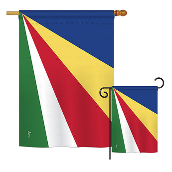 Seychelles - Nationality Flags of the World Vertical Impressions Decorative Flags HG140210 Printed In USA