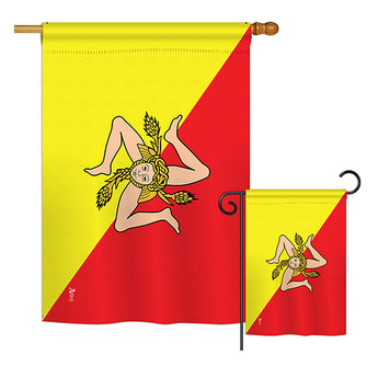 Sicily - Nationality Flags of the World Vertical Impressions Decorative Flags HG140217 Printed In USA