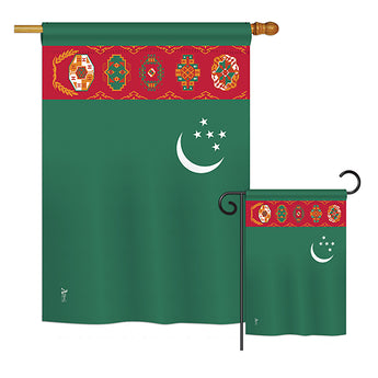 Turkmenistan - Nationality Flags of the World Vertical Impressions Decorative Flags HG140238 Printed In USA