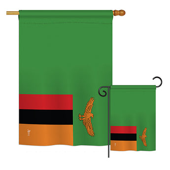 Zambia - Nationality Flags of the World Vertical Impressions Decorative Flags HG140260 Printed In USA