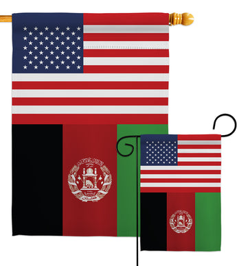 Afghanistan US Friendship - Nationality Flags of the World Vertical Impressions Decorative Flags HG140271 Made In USA