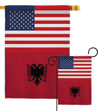 Albania US Friendship - Nationality Flags of the World Vertical Impressions Decorative Flags HG140272 Made In USA