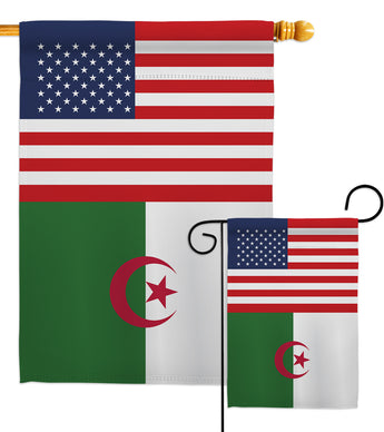 Algeria US Friendship - Nationality Flags of the World Vertical Impressions Decorative Flags HG140274 Made In USA