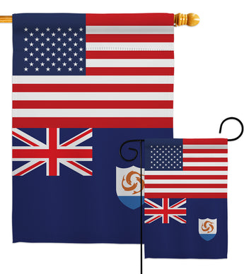 Anguilla US Friendship - Nationality Flags of the World Vertical Impressions Decorative Flags HG140277 Made In USA