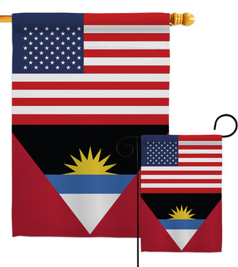 Antigua & Barbuda US Friendship - Nationality Flags of the World Vertical Impressions Decorative Flags HG140278 Made In USA