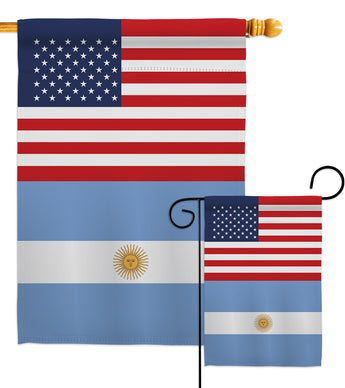 Argentina US Friendship - Nationality Flags of the World Vertical Impressions Decorative Flags HG140280 Made In USA